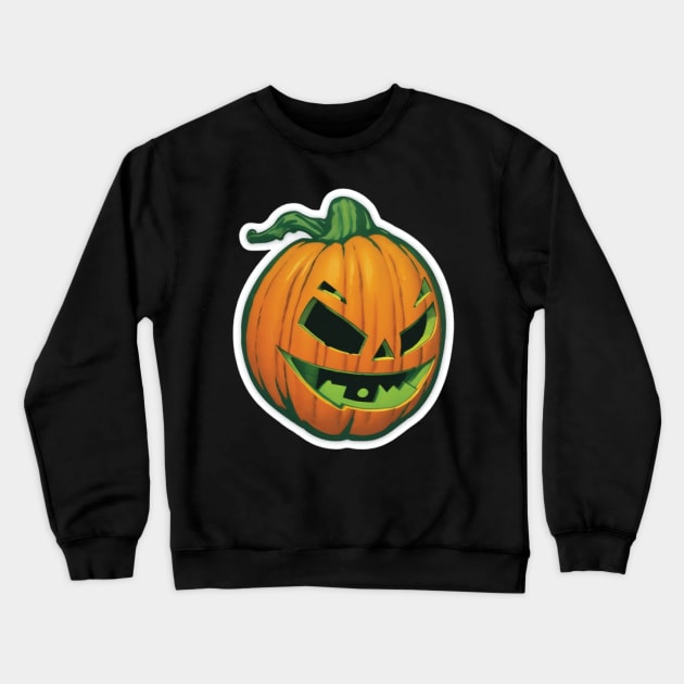 Happy Pumpkin Smiley, Halloween Pumpkin Face Smile Crewneck Sweatshirt by DesignHND